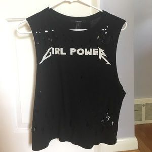GIRL POWER forever 21 distressed tank!!